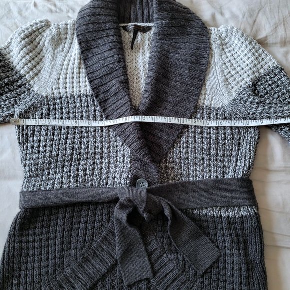 BCBGMaxAzria Size M, Gray Wrap Cardigan with Shawl Collar - Picture 4 of 7